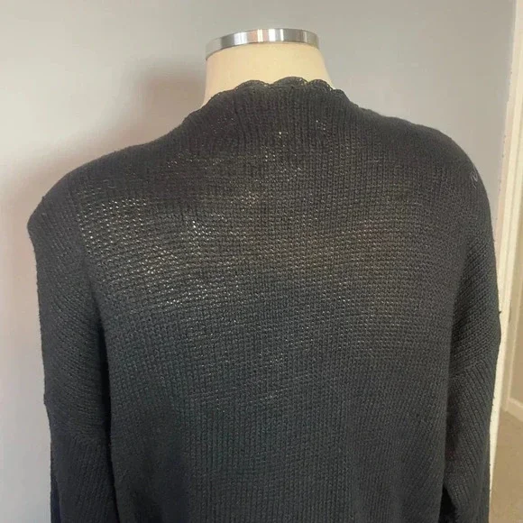 NWT Vintage 90s Black Dark Academia Floral Embroidered Knit Cardigan - Picture 5 of 14